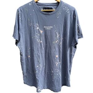 Abercrombie & Fitch Soft A&F Tee XL Blue Paint Splatter Logo T-Shirt Mens